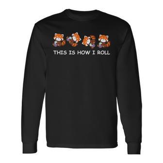 レッサーパンダのタピオカティーシャツボバティーギフトこれが私の転がり方です 長袖Tシャツ - Kawaiitshirt