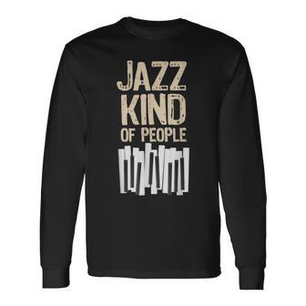 レトロ ジャズ 音楽愛好家 ピアノプレーヤー ミュージシャン キーボード 長袖Tシャツ - Kawaiitshirt