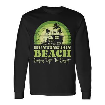 レトロなハンティントンビーチサンセットサーフシーン 長袖tシャツ 長袖Tシャツ - Kawaiitshirt