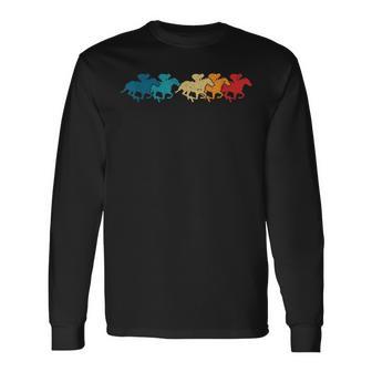 レトロな競馬ジョッキーダービーファンレーストラックギャンブル 長袖Tシャツ - Kawaiitshirt