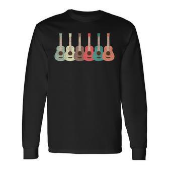 レトロな色のウクレレ ギター デザイン楽器 長袖Tシャツ - Kawaiitshirt