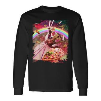 レーザーアイズ 宇宙 猫 ライディング ドラゴン 長袖Tシャツ - Kawaiitshirt