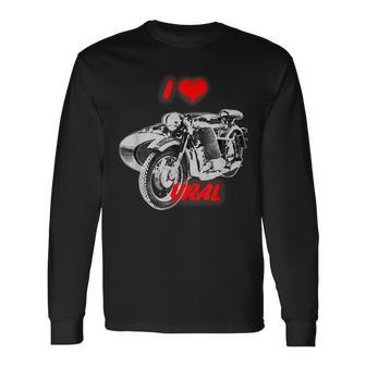 ロシアのレトロなオートバイ愛好家のためのi Love Ural 長袖Tシャツ - Kawaiitshirt