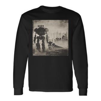 ロボットの行進、Sf、ロボット 長袖tシャツ 長袖Tシャツ - Kawaiitshirt