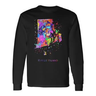 ロードアイランド州の地図 長袖tシャツ 長袖Tシャツ - Kawaiitshirt