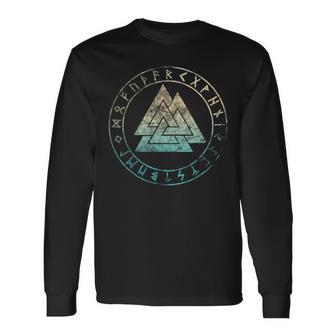 ヴァルクナット オーディンシンボル ケルトノット 北欧バイキング ルーン文字 長袖Tシャツ - Kawaiitshirt