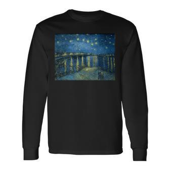 ヴィンセント・ファン・ゴッホによるローヌの星月夜 長袖tシャツ 長袖Tシャツ - Kawaiitshirt