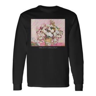 ヴィンセント・ファン・ゴッホ作 パステルヴィンテージローズ 美しい絵画 長袖Tシャツ - Kawaiitshirt