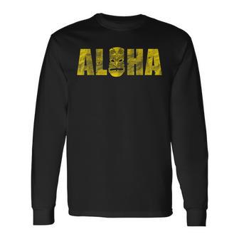ヴィンテージ アロハ ティキ ファニー ハワイアン ルアウ バケーション ユーモアギフト 長袖Tシャツ - Kawaiitshirt