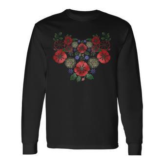 ヴィンテージ ウクライナ ヴィシバンカ スタイル シャツ キュート フローラル ウクライナ 長袖Tシャツ - Kawaiitshirt