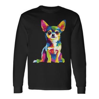 ヴィンテージ レトロ チワワ 犬 かわいい グルービー 犬 長袖tシャツ 長袖Tシャツ - Kawaiitshirt