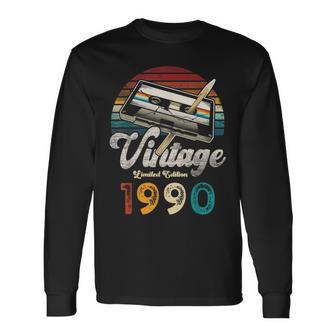 ヴィンテージ1990バースデー36年カセットペンシル 長袖Tシャツ - Kawaiitshirt