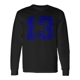 ヴィンテージナンバー 13 スポーツブルー代表チームナンバー 13 長袖Tシャツ - Kawaiitshirt