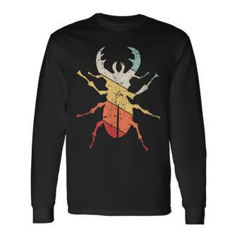 ヴィンテージレトロ カブトムシと昆虫昆虫学者ギフト カブトムシ 長袖Tシャツ - Kawaiitshirt