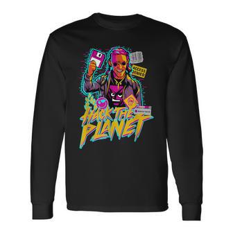 ヴェイパーウェーブ・ハック・ザ・プラネット 長袖Tシャツ - Kawaiitshirt