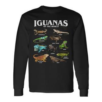 世界のイグアナ教育爬虫類アート 長袖Tシャツ - Kawaiitshirt
