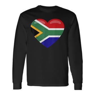 南アフリカ ハート 南アフリカお土産 南アフリカ国旗 長袖Tシャツ - Kawaiitshirt