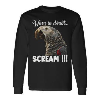 叫ぶアフリカヨウム T、面白いオウム 長袖Tシャツ - Kawaiitshirt