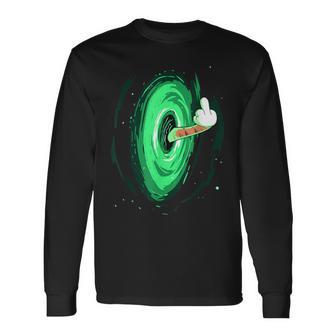 可愛いお笑い猫 背中に中指付き 長袖Tシャツ - Kawaiitshirt