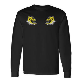 向かい合う 虎（タイガー）と虎（タイガー） 和風 アニマル ドット絵 長袖Tシャツ - Kawaiitshirt