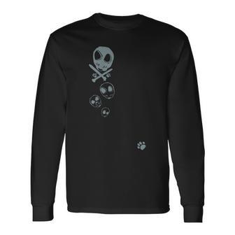 和ポップ 猫ドクロ 長袖Tシャツ - Kawaiitshirt