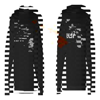 地図 ヴィンテージ お土産 ハワイ諸島 長袖Tシャツ - Kawaiitshirt