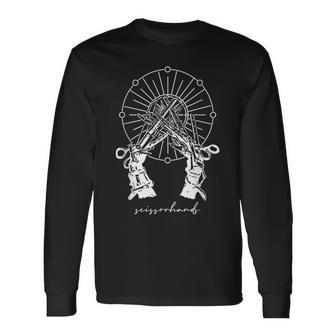 天体シザーハンズ 天文学者 スターゲイザー 占星術師 長袖Tシャツ - Kawaiitshirt