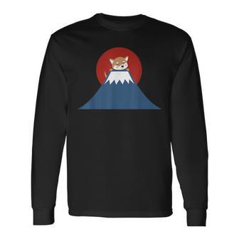 富士山柴犬tシャツ 日本犬ジャパンtシャツ カワイイ 長袖Tシャツ - Kawaiitshirt