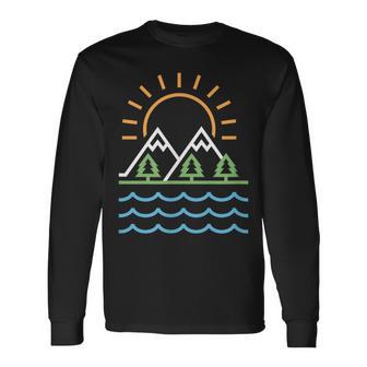 山と海 長袖Tシャツ - Kawaiitshirt