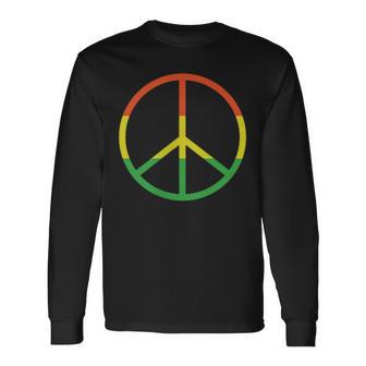 平和のシンボル サイン ジャマイカ レゲエ ラスタ国旗 カラー シンプル 長袖Tシャツ - Kawaiitshirt