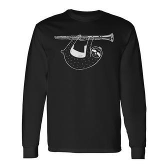 幼児へのギフトアイデア 面白いナマケモノクラリネット 長袖Tシャツ - Kawaiitshirt