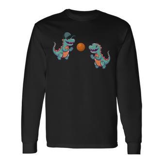 恐竜バスケットボール 長袖Tシャツ - Kawaiitshirt