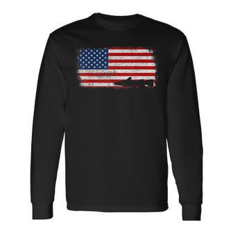 愛国的なクリスタルアイ ナマズフィッシュ アメリカ国旗 ビンテージ 長袖Tシャツ - Kawaiitshirt
