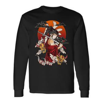 戦士芸者w鬼マスク 長袖Tシャツ - Kawaiitshirt