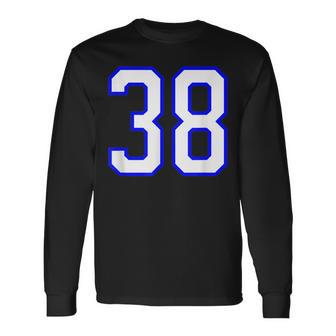 数字 38 Thirty Eight スポーツジャージ ホワイト ブルー 誕生日年齢 長袖Tシャツ - Kawaiitshirt
