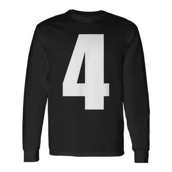 数字 四 数字 4 プレーン 白 数字 長袖Tシャツ - Kawaiitshirt