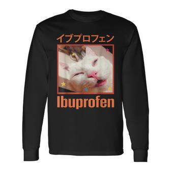 日本のイブプロフェン猫ミーム 長袖Tシャツ - Kawaiitshirt