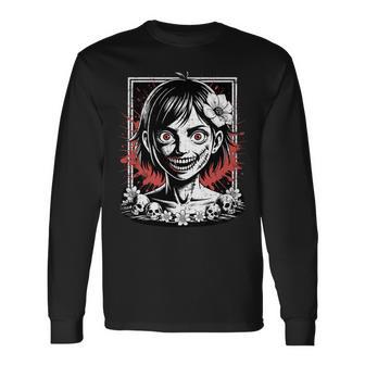 日本のゴス 不気味なエモ Y2k 日本ホラー アニメ 漫画 長袖tシャツ 長袖Tシャツ - Kawaiitshirt