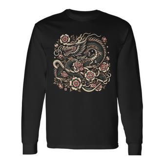 日本の美龍 日本アート タトゥー アジアン漢字 長袖Tシャツ - Kawaiitshirt