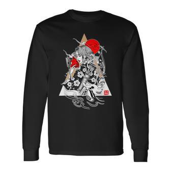 日本文化 サムライ芸者 桜 ギフト 長袖Tシャツ - Kawaiitshirt