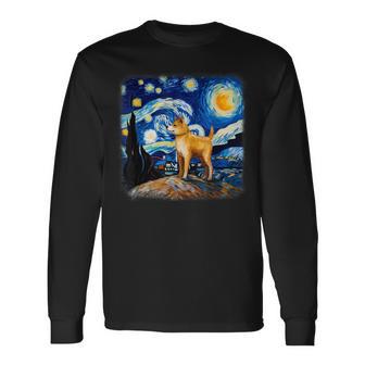 星月夜の犬 ゴッホ 柴犬 長袖Tシャツ - Kawaiitshirt
