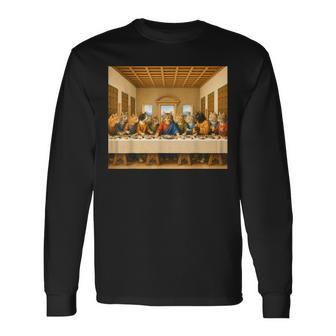 最後の猫晩餐 おもしろ猫 猫好きさん キャットアートクラシック 長袖Tシャツ - Kawaiitshirt