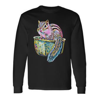 栗鼠 りす シマリス 長袖Tシャツ - Kawaiitshirt