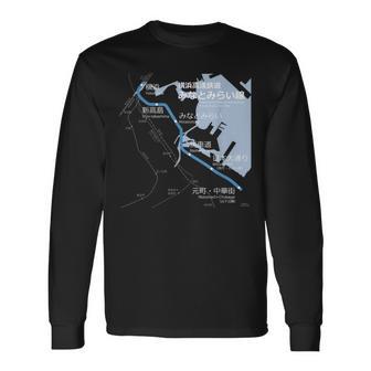 横浜みなとみらい日本鉄道 – お土産ルートマップ 長袖Tシャツ - Kawaiitshirt