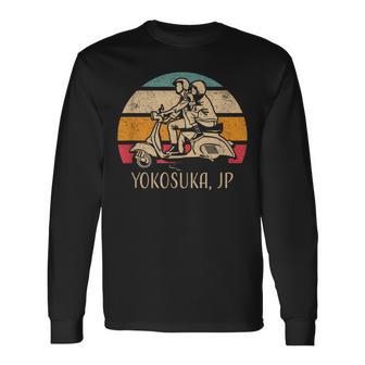 横須賀ジャパン ビンテージスタイル スクーターデザイン 長袖Tシャツ - Kawaiitshirt