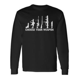 武器の軍事火力ライフル銃の権利を選択してください 長袖Tシャツ - Kawaiitshirt