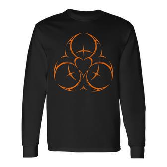 毒性ハザード ハート警告シンボル 産業サイバーゴス 長袖tシャツ 長袖Tシャツ - Kawaiitshirt