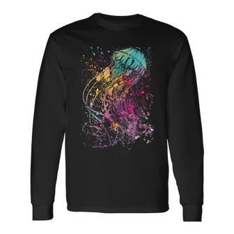 水彩画のクラゲアート。 長袖Tシャツ - Kawaiitshirt