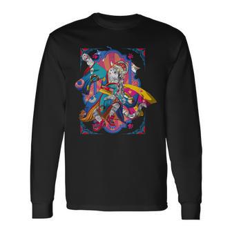 浮世絵シリーズ 踊る猫芸妓 サバトラ 長袖Tシャツ - Kawaiitshirt