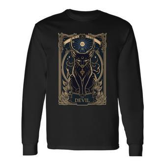 猫 タロットカード 悪魔 タロットカード 猫 長袖tシャツ 長袖Tシャツ - Kawaiitshirt